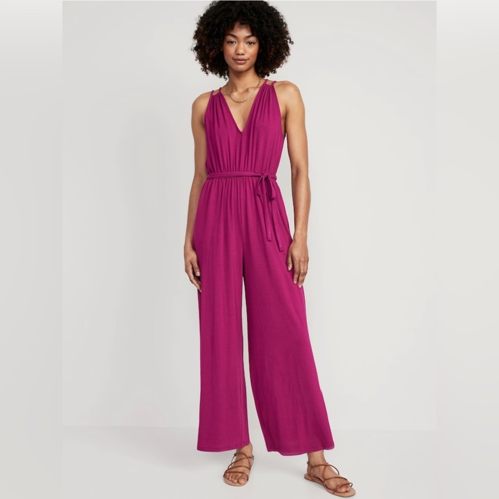 Old Navy- Black Sleeveless Double-Strap Ankle-Length Jumpsuit for Women